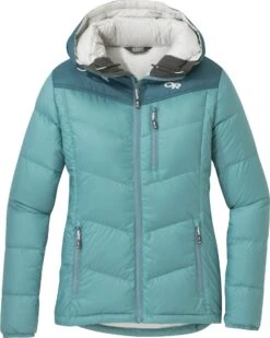 Outdoor Research Transcendent Down Hoody (Past Season) - Women's|-|Manteau à Capuchon Transcendent Down (saison Précédente) - Femme -Altitude Sports ORR 268105 7ESeaglass 20 20Washed 20Peacock