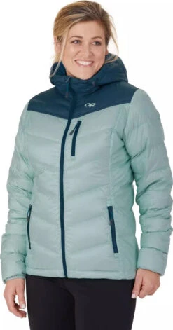 Outdoor Research Transcendent Down Hoody (Past Season) - Women's|-|Manteau à Capuchon Transcendent Down (saison Précédente) - Femme -Altitude Sports ORR 268105 7E 7Ef 20Waterfall 20 20Prussian 20Blue