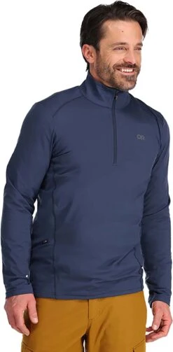 Outdoor Research Baritone Quarter Zip - Men's|-|Baritone à Glissière 1/4 - Homme -Altitude Sports ORR 271457 7E 7EFront 20Naval 20Blue