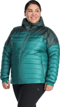 Outdoor Research Helium Down Plus Size Hoodies - Women's|-|Manteau Taille Plus Helium Down - Femme -Altitude Sports ORR 300076 7E 7EDetail1 20Deep 20Lake 20 20Treeline