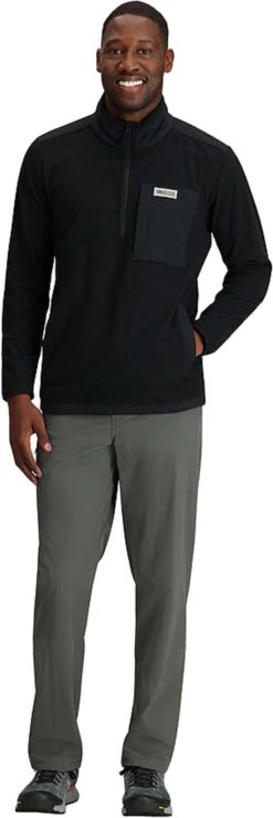 Outdoor Research Trail Mix Quarter Zip Pullover Jacket - Men's|-|Veste à Enfiler Trail Mix Quarter Zip - Homme -Altitude Sports ORR 300136 7E 7EFront1 20Black