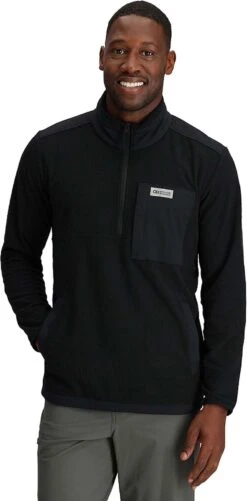 Outdoor Research Trail Mix Quarter Zip Pullover Jacket - Men's|-|Veste à Enfiler Trail Mix Quarter Zip - Homme -Altitude Sports ORR 300136 7E 7EFront 20Black