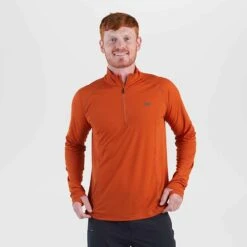 Outdoor Research Echo Quarter Zip -Altitude Sports outdoor research mens echo quarter zip LS tee red rock 2